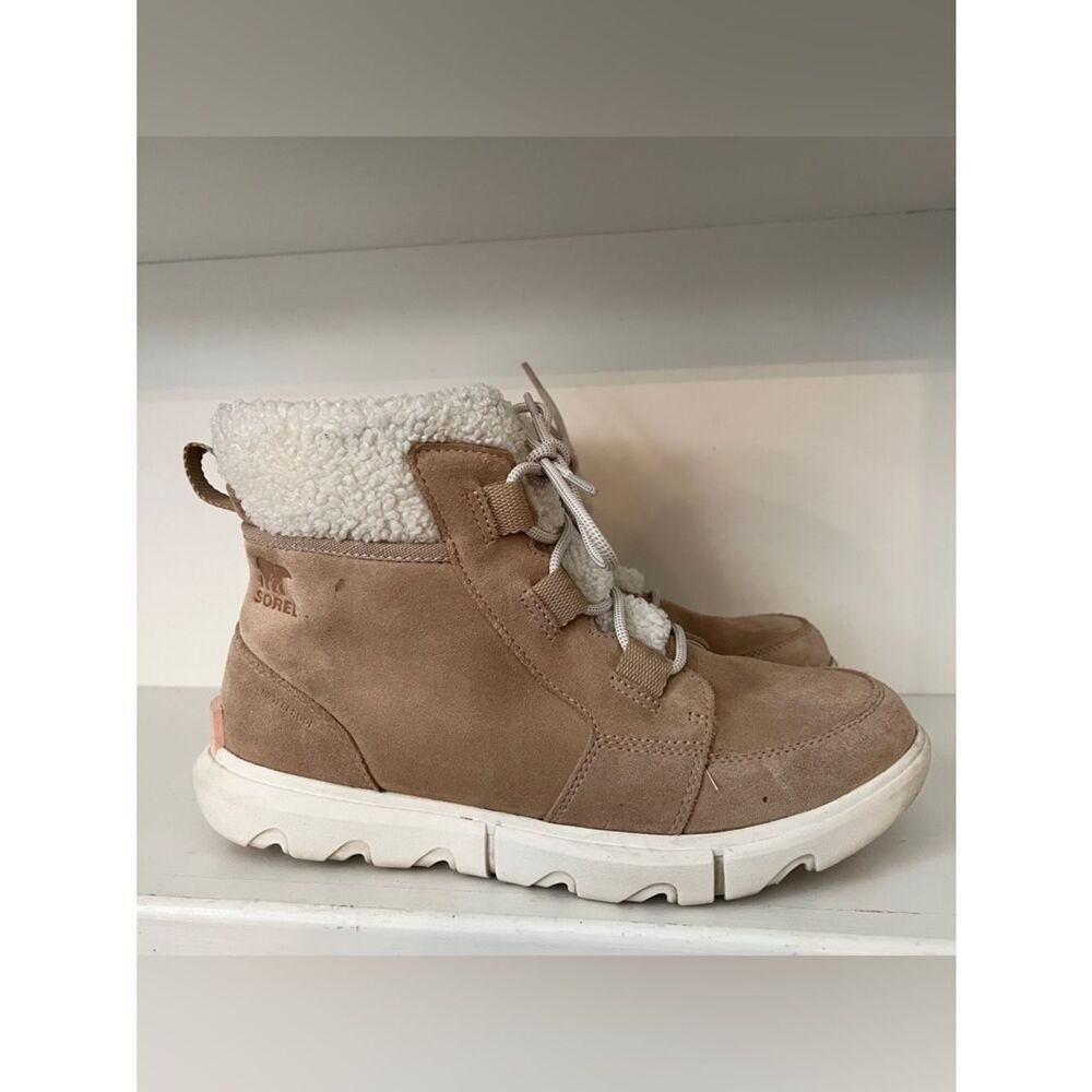 Sorel Taupe Suede Sherpa-Lined Lace-Up Winter Boot